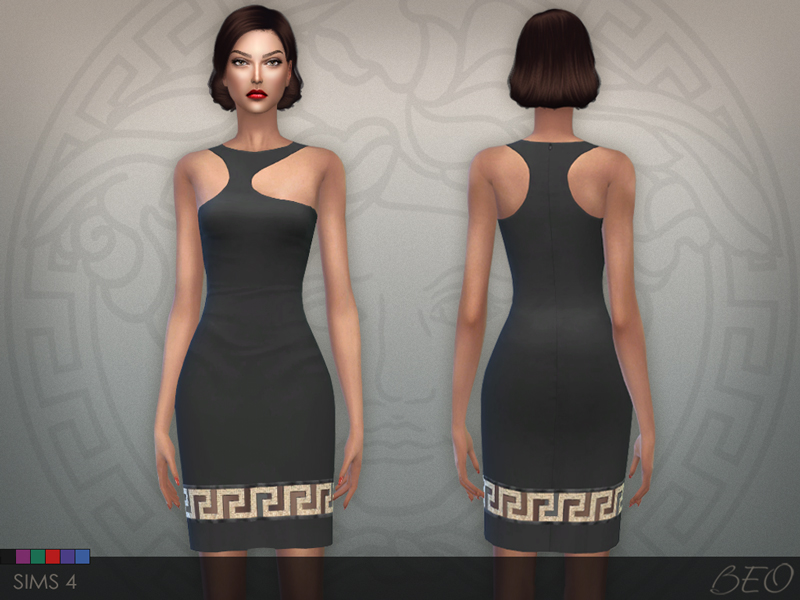 Versace Greca Mini Dress for The Sims 4 by BEO